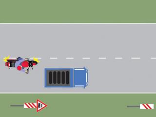 Motociclistul din imaginea alaturata s-a angajat regulamentar in depasire?