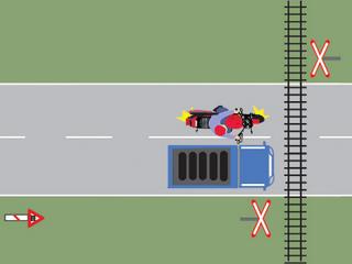 Motociclistul din imagine depaseste corect autocamionul?