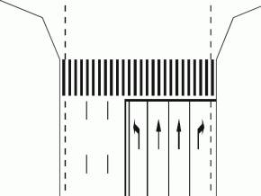 Pe ce banda de circulatie va incadrati pentru a vira la stanga, intr-o intersectie semnalizata cu astfel de marcaje?