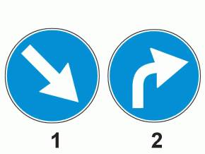 Care dintre indicatoare obliga la schimbarea directiei de mers pe prima strada la dreapta?
